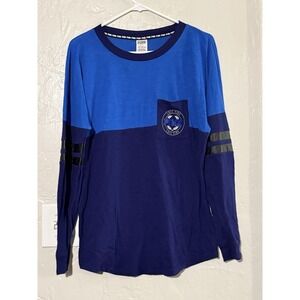 LOVE PINK Vintage LONG SLEEVE SHIRT W/POCKET Small Two Tone Blue